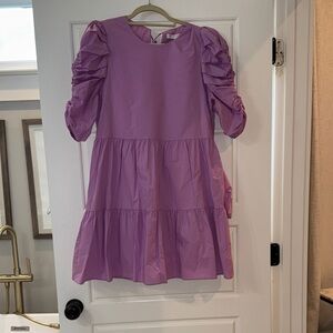 English Factory Purple Ruched Midi Dress
